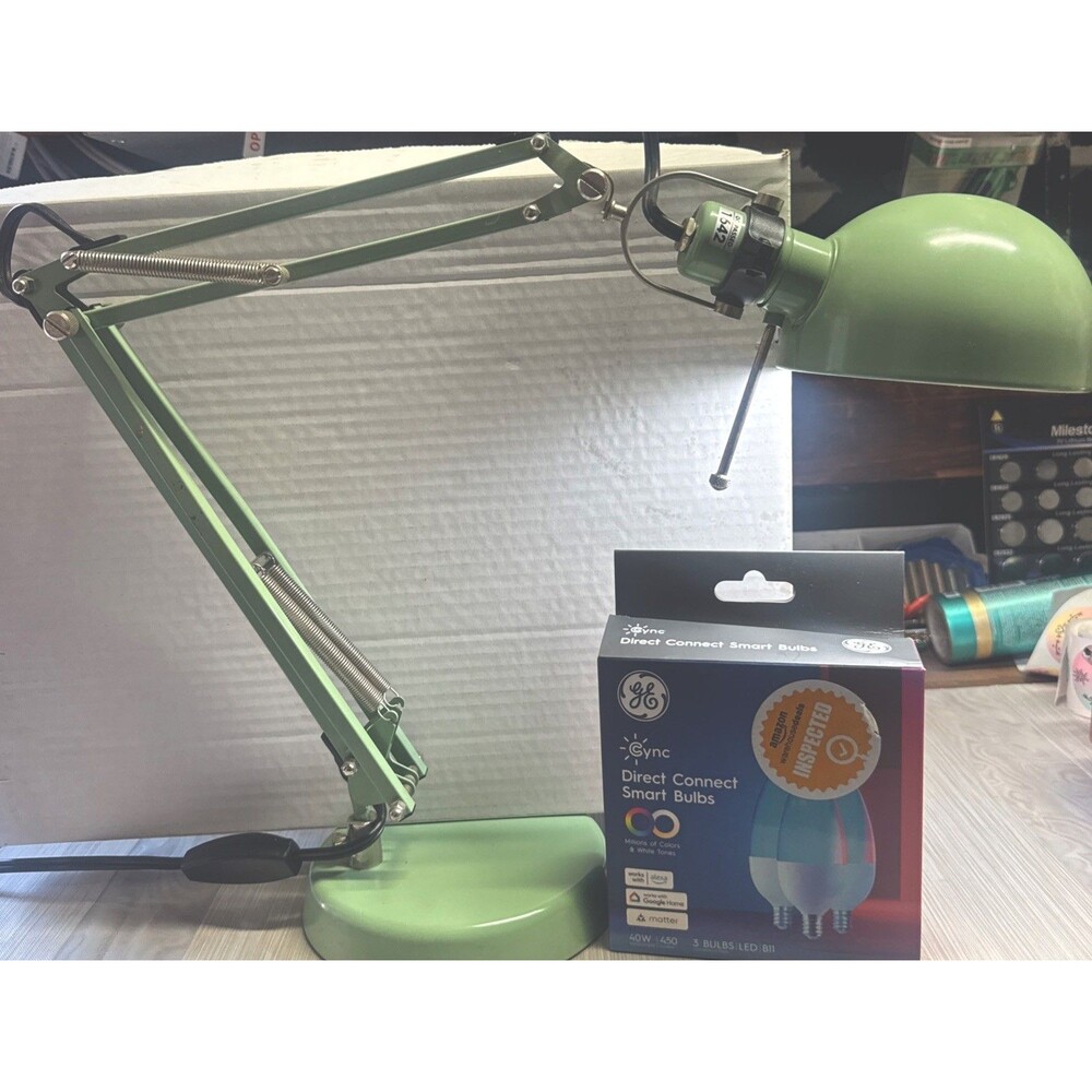 IKEA FORSA Matte Green Desk Work Lamp Adjustable Head Metal Light Arcitect READ